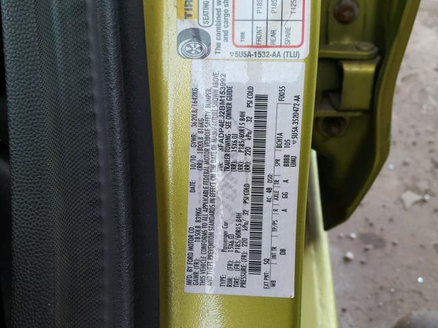 3FADP4EJ2BM153992 - 2011 FORD FIESTA SE GREEN photo 10