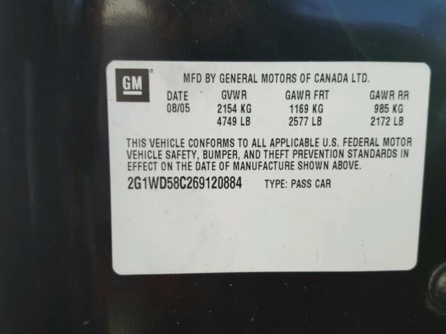 2G1WD58C269120884 - 2006 CHEVROLET IMPALA SUP 黑色 照片 10