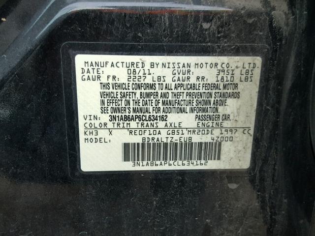 3N1AB6AP6CL634162 - 2012 NISSAN SENTRA 2.0 BLACK photo 8