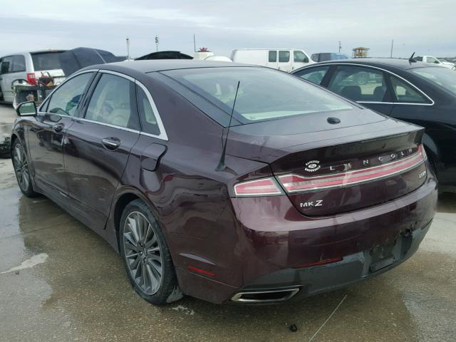 3LN6L2J97DR813928 - 2013 LINCOLN MKZ MAROON photo 3