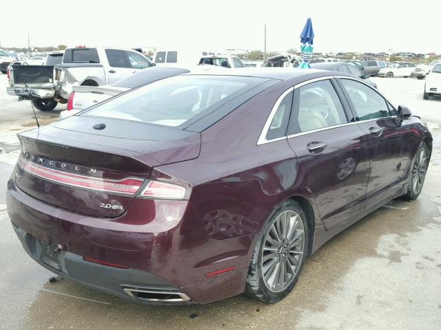 3LN6L2J97DR813928 - 2013 LINCOLN MKZ MAROON photo 4