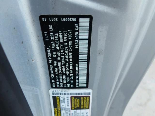 WVWBW7AHXCV001507 - 2012 VOLKSWAGEN EOS KOMFOR 银色 照片 10