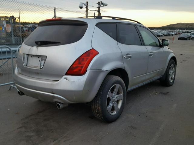 JN8AZ08W85W425218 - 2005 NISSAN MURANO SL SILVER photo 4