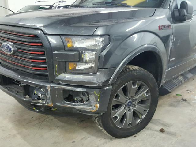 1FTEW1EG7GFC83634 - 2016 FORD F150 SUPER GRAY photo 9