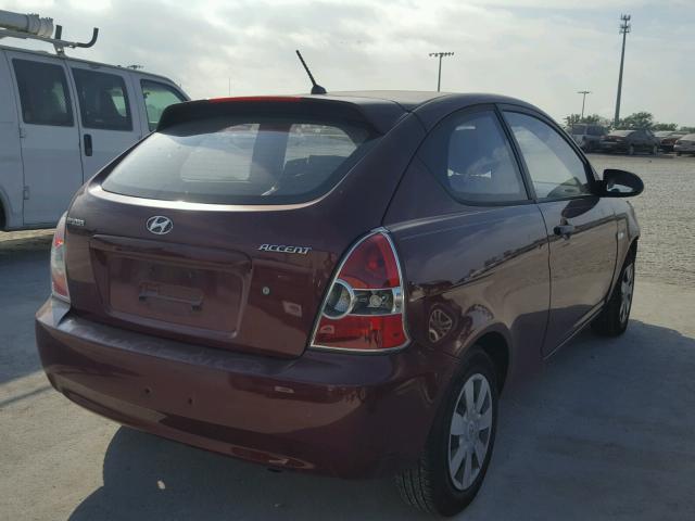 KMHCM36C87U022590 - 2007 HYUNDAI ACCENT GS BURGUNDY photo 4