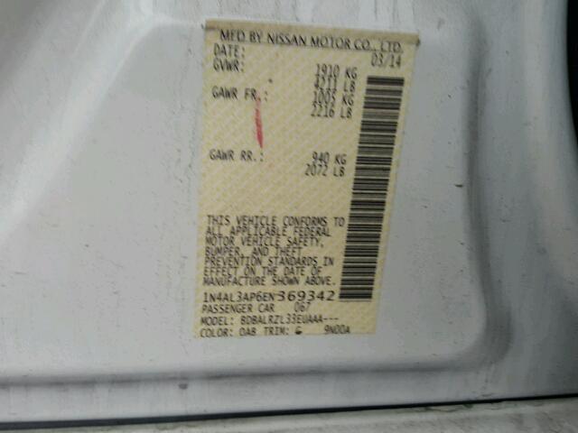 1N4AL3AP6EN369342 - 2014 NISSAN ALTIMA 2.5 WHITE photo 10