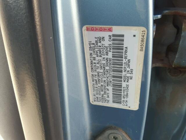 JTDBT123720209090 - 2002 TOYOTA ECHO BLUE photo 10