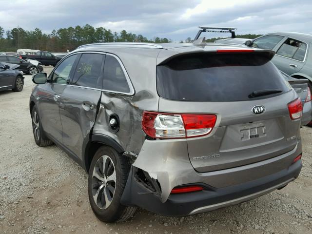 5XYPH4A19GG055007 - 2016 KIA SORENTO EX GRAY photo 3