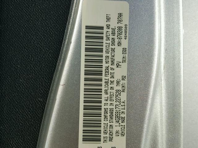 1J4GB59177L227528 - 2007 JEEP WRANGLER S Արծաթագույն լուսանկար 10