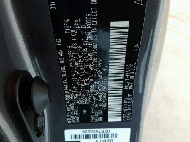 5TDZA23C85S283824 - 2005 TOYOTA SIENNA CE CHARCOAL photo 10