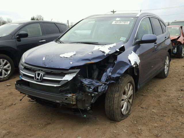 5J6RM4H70EL048747 - 2014 HONDA CR-V EXL BLUE photo 2