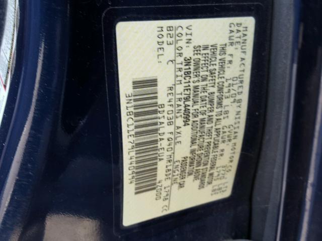 3N1BC11E79L440994 - 2009 NISSAN VERSA S BLUE photo 10