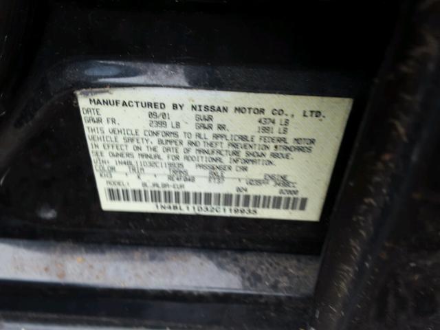 1N4BL11D32C119935 - 2002 NISSAN ALTIMA SE BLACK photo 10