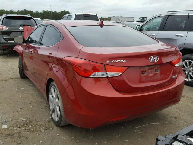 KMHDH4AEXCU467267 - 2012 HYUNDAI ELANTRA GL RED photo 3