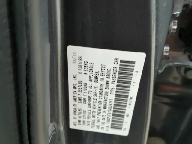 1HGCP3F81CA008261 - 2012 HONDA ACCORD EXL GRAY photo 10