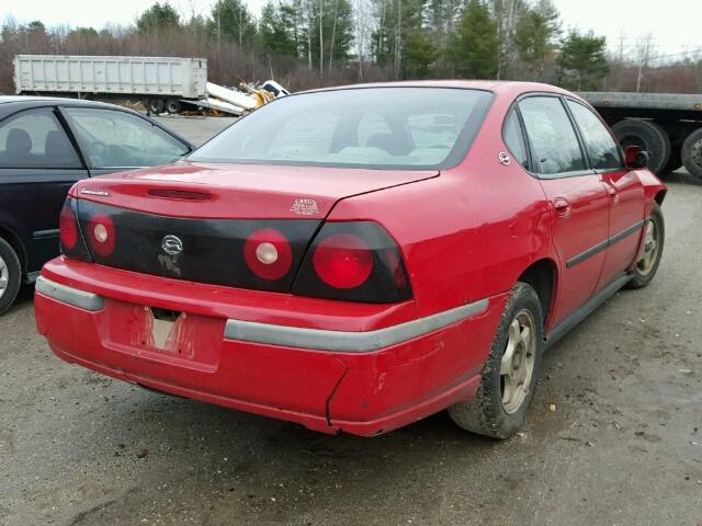 2G1WF52E249358011 - 2004 CHEVROLET IMPALA RED photo 4