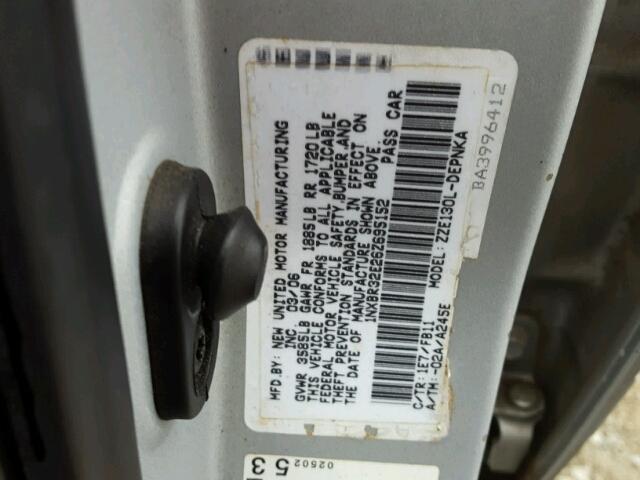 1NXBR32E26Z695152 - 2006 TOYOTA COROLLA CE SILVER photo 10