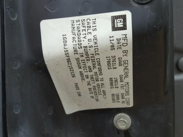 1G8AJ55F96Z152126 - 2006 SATURN ION LEVEL GRAY photo 10