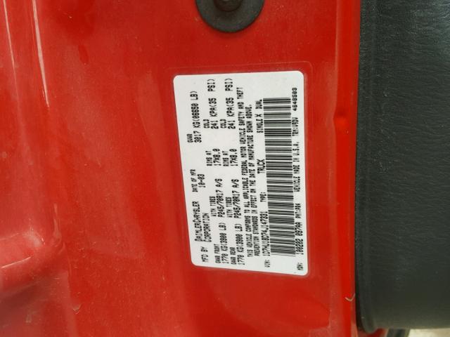 1D7HU18D74J147331 - 2004 DODGE RAM 1500 S RED photo 10