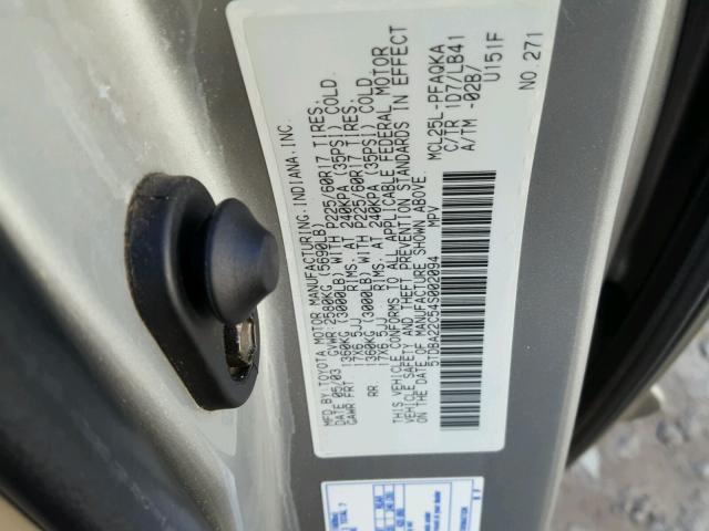 5TDBA22C54S002094 - 2004 TOYOTA SIENNA XLE GRAY photo 10