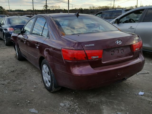 5NPET46CX9H408303 - 2009 HYUNDAI SONATA GLS RED photo 3