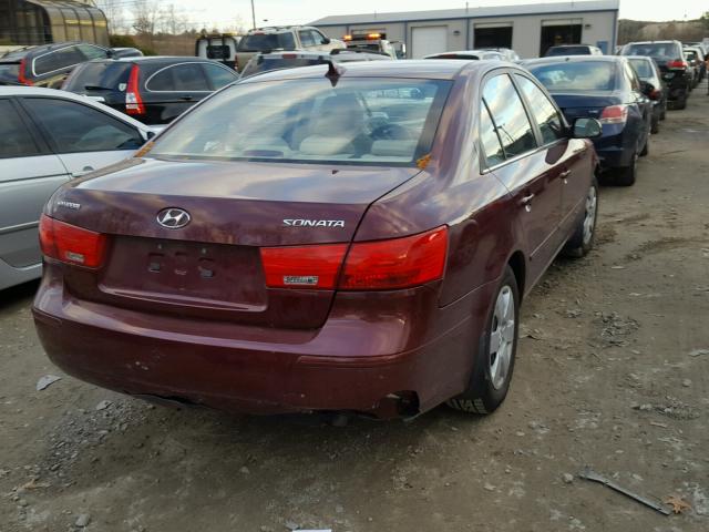 5NPET46CX9H408303 - 2009 HYUNDAI SONATA GLS RED photo 4