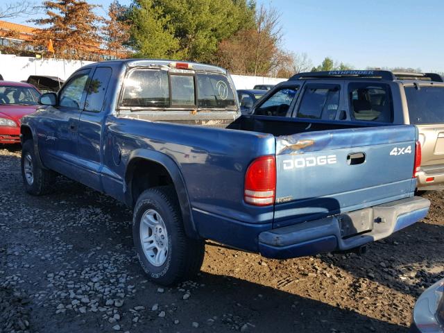 1B7GG22X91S348479 - 2001 DODGE DAKOTA BLUE photo 3