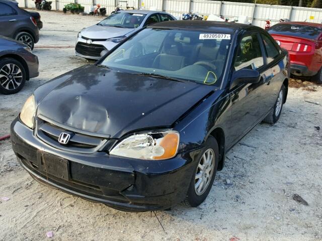 1HGEM22763L059381 - 2003 HONDA CIVIC HX BLACK photo 2