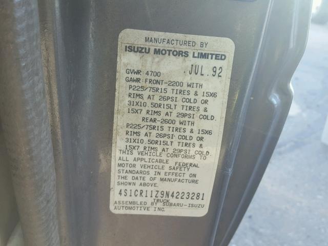 4S1CR11Z9N4223281 - 1992 ISUZU CONVENTION ნაცრისფერი ფოტო 10