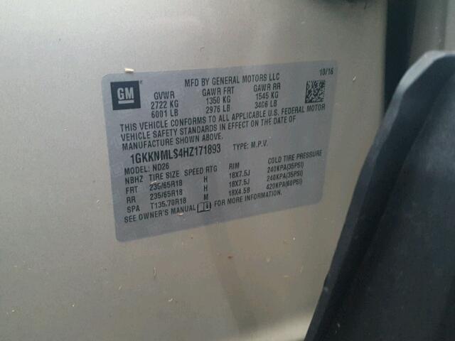 1GKKNMLS4HZ171893 - 2017 GMC ACADIA SLT Ağ foto 10