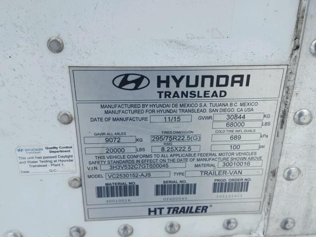 3H3V532C7GT600045 - 2016 HYUNDAI VC2530152 WHITE photo 10