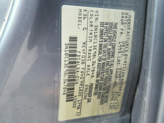 3N1BC13E98L367848 - 2008 NISSAN VERSA S GRAY photo 10