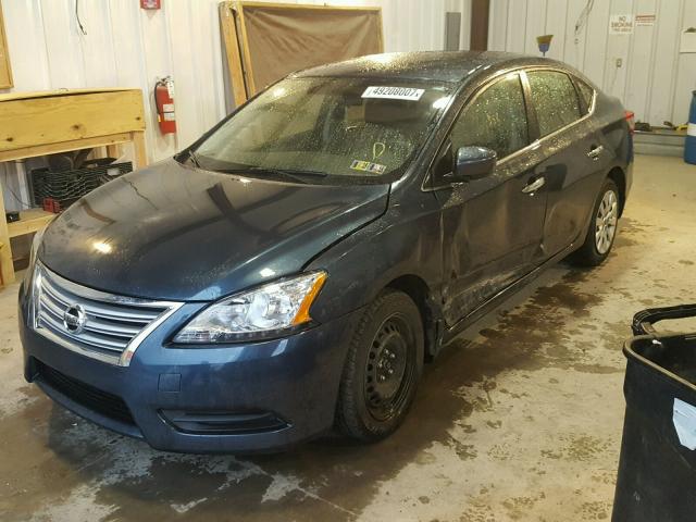 3N1AB7AP2EY231582 - 2014 NISSAN SENTRA S BLUE photo 2