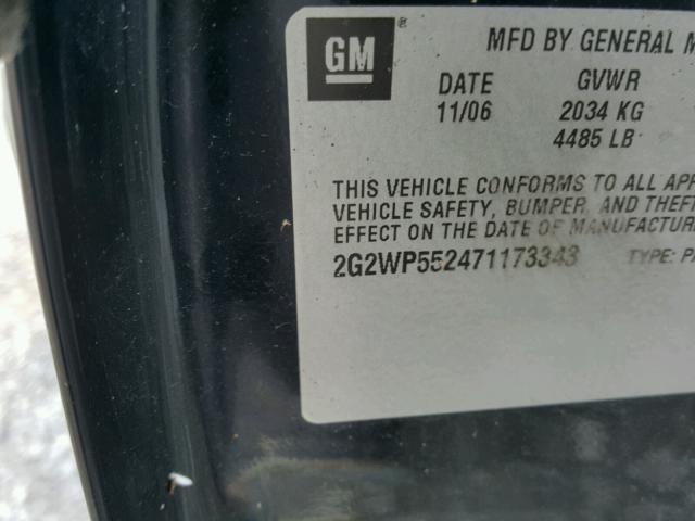 2G2WP552471173343 - 2007 PONTIAC GRAND PRIX BLACK photo 10