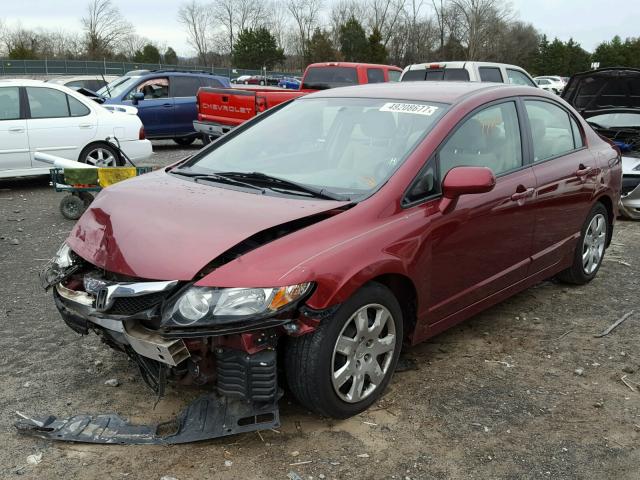 2HGFA1F5XAH554581 - 2010 HONDA CIVIC LX BURGUNDY photo 2