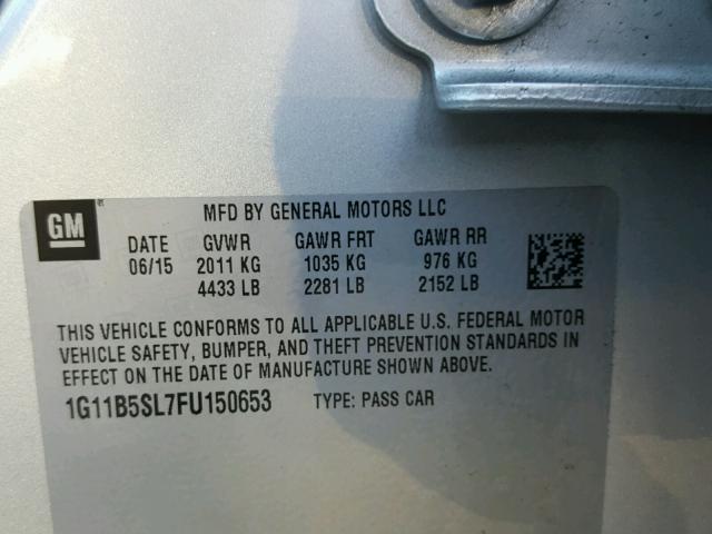 1G11B5SL7FU150653 - 2015 CHEVROLET MALIBU LS SILVER photo 10