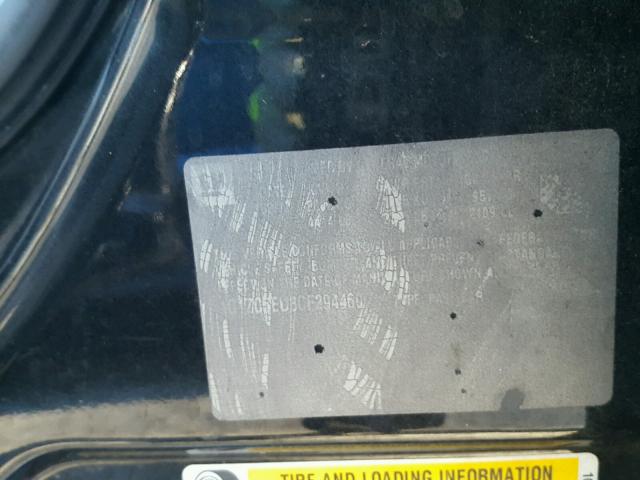 1G1ZC5EU8CF294460 - 2012 CHEVROLET MALIBU 1LT BLACK photo 10