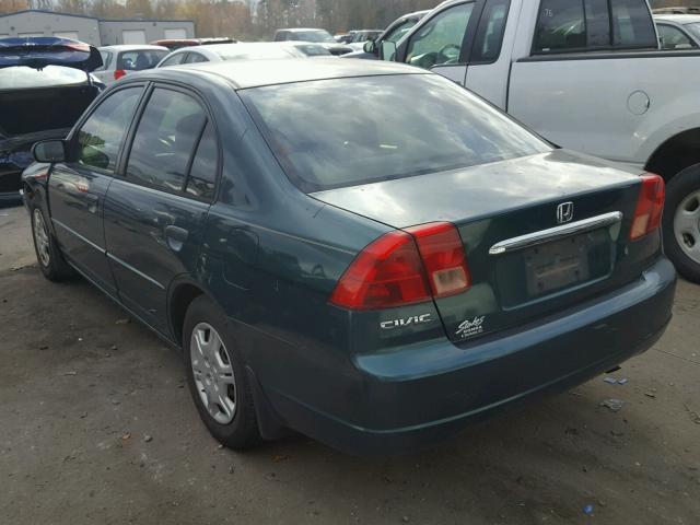 2HGES16581H536282 - 2001 HONDA CIVIC LX GREEN photo 3