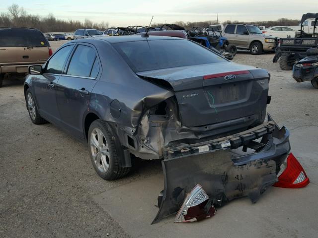 3FAHP0HA1CR186556 - 2012 FORD FUSION SE GRAY photo 3