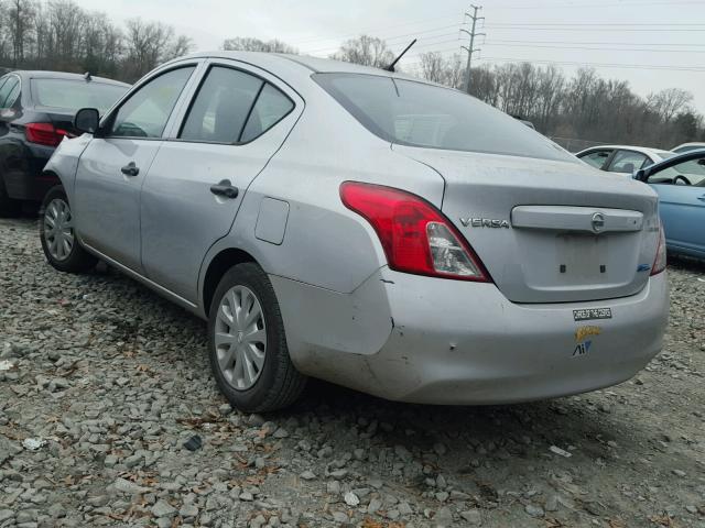 3N1CN7AP9CL929617 - 2012 NISSAN VERSA S SILVER photo 3