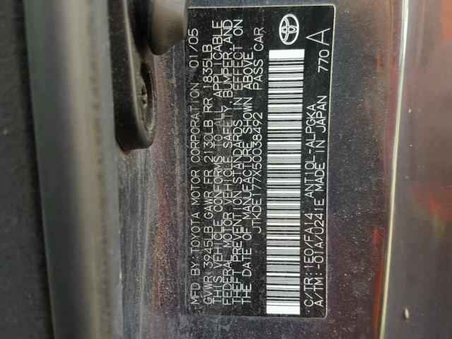 JTKDE177X50038492 - 2005 TOYOTA SCION TC 灰色 照片 10