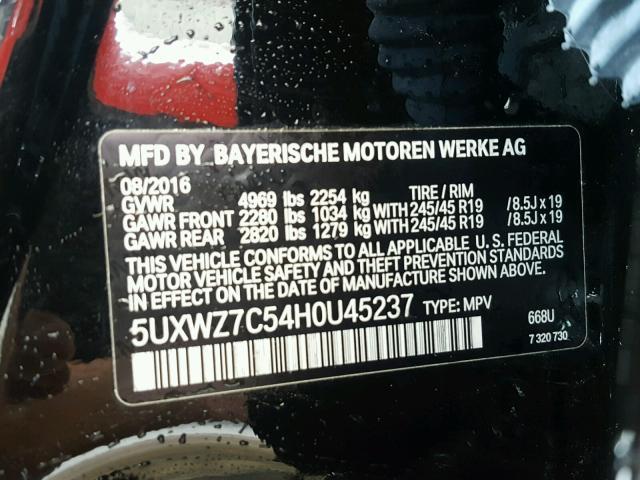 5UXWZ7C54H0U45237 - 2017 BMW X3 SDRIVE2 BLACK photo 10