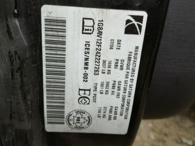 1G8AV12F24Z227263 - 2004 SATURN ION LEVEL BLACK photo 10