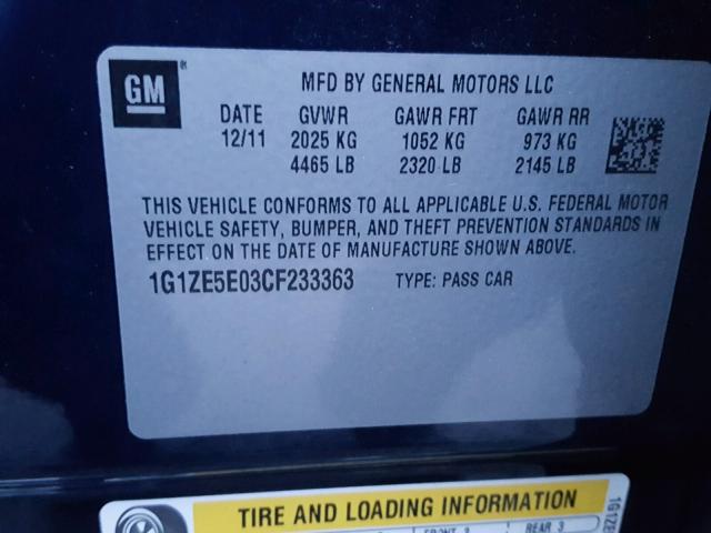 1G1ZE5E03CF233363 - 2012 CHEVROLET MALIBU LTZ BLUE photo 10