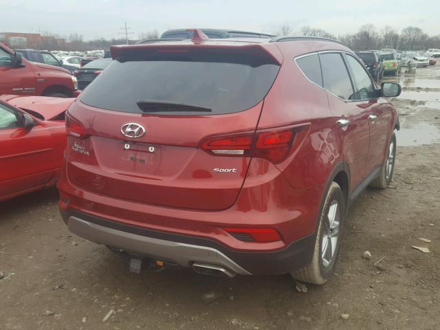 5XYZU3LB1HG422889 - 2017 HYUNDAI SANTA FE S RED photo 4