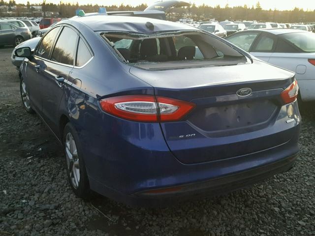 3FA6P0HR7DR221504 - 2013 FORD FUSION SE BLUE photo 3