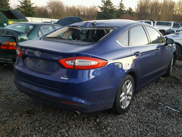 3FA6P0HR7DR221504 - 2013 FORD FUSION SE BLUE photo 4