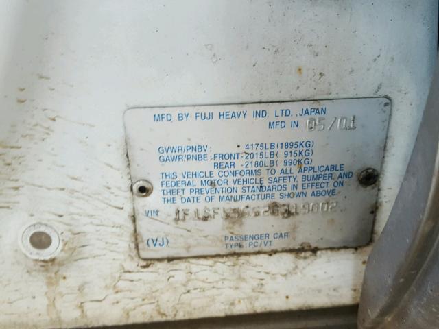 JF1SF65552G719002 - 2002 SUBARU FORESTER S WHITE photo 10