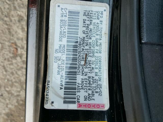 JTHBD192420058251 - 2002 LEXUS IS 300 BLACK photo 10