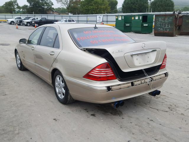 WDBNG70J82A291314 - 2002 MERCEDES-BENZ S 430 GOLD photo 3